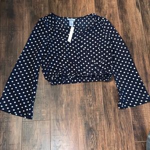 Polka dot bell sleeve top!